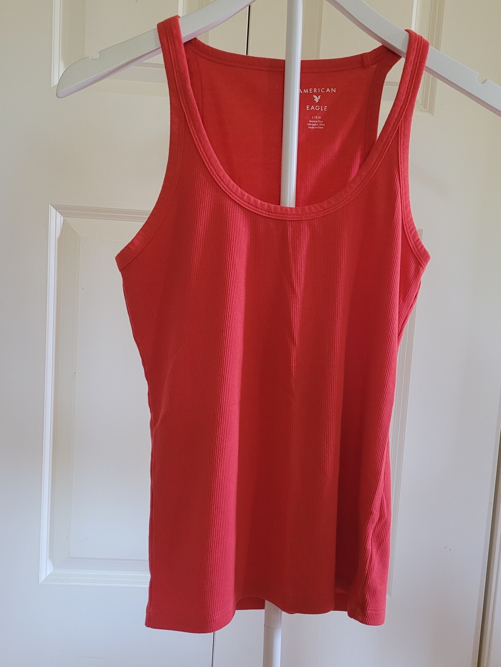 American Eagle Outfitters Women's Red Ribbed Tank Top